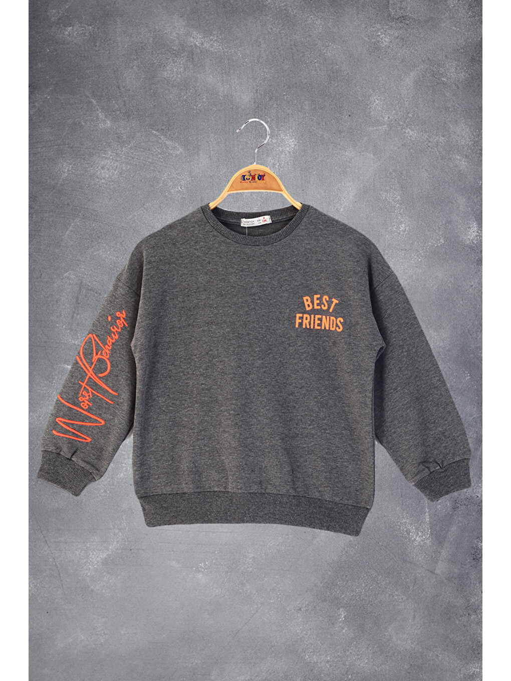 Pembe Kız Çocuk Best Frıends Baskılı Sweatshirt-1
