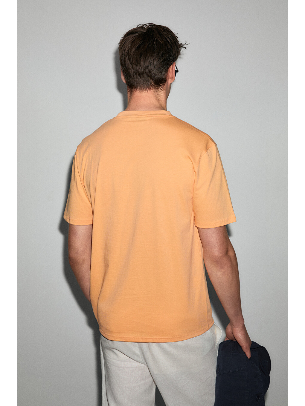 Turuncu YECLA Erkek %100 Pamuk Yuvarlak Yakalı Baskı Detaylı TURUNCU T-Shirt-4