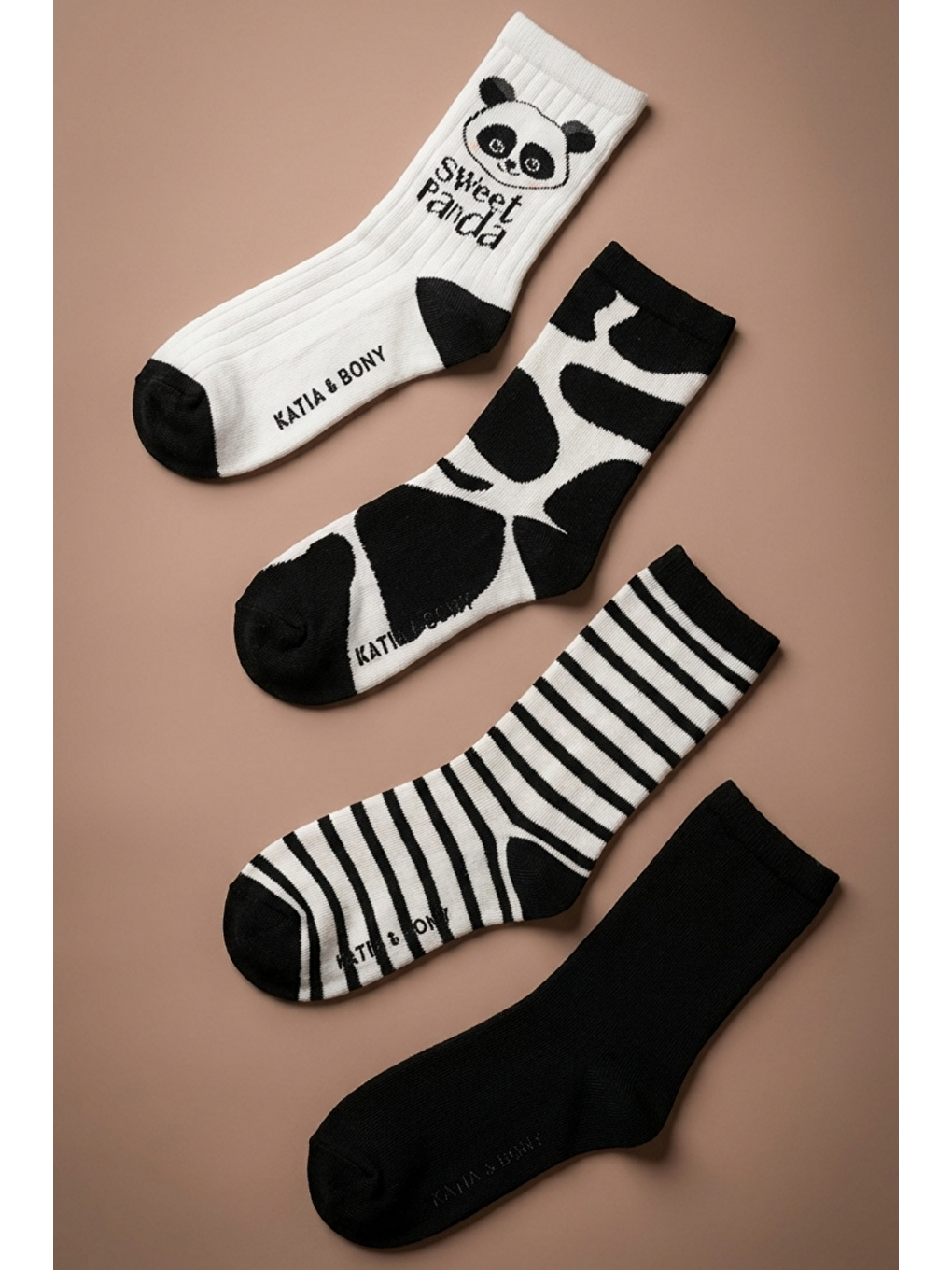 Karışık 4'Lü Paket Panda Desenli Çocuk Soket Çorap