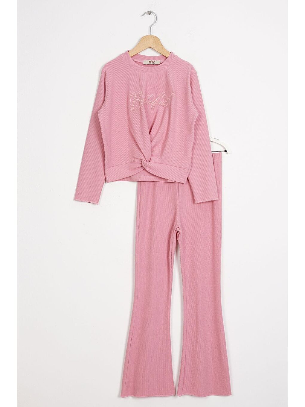 Pembe Bisiklet Yaka Baskılı Kız Çocuk Pantolon Takım