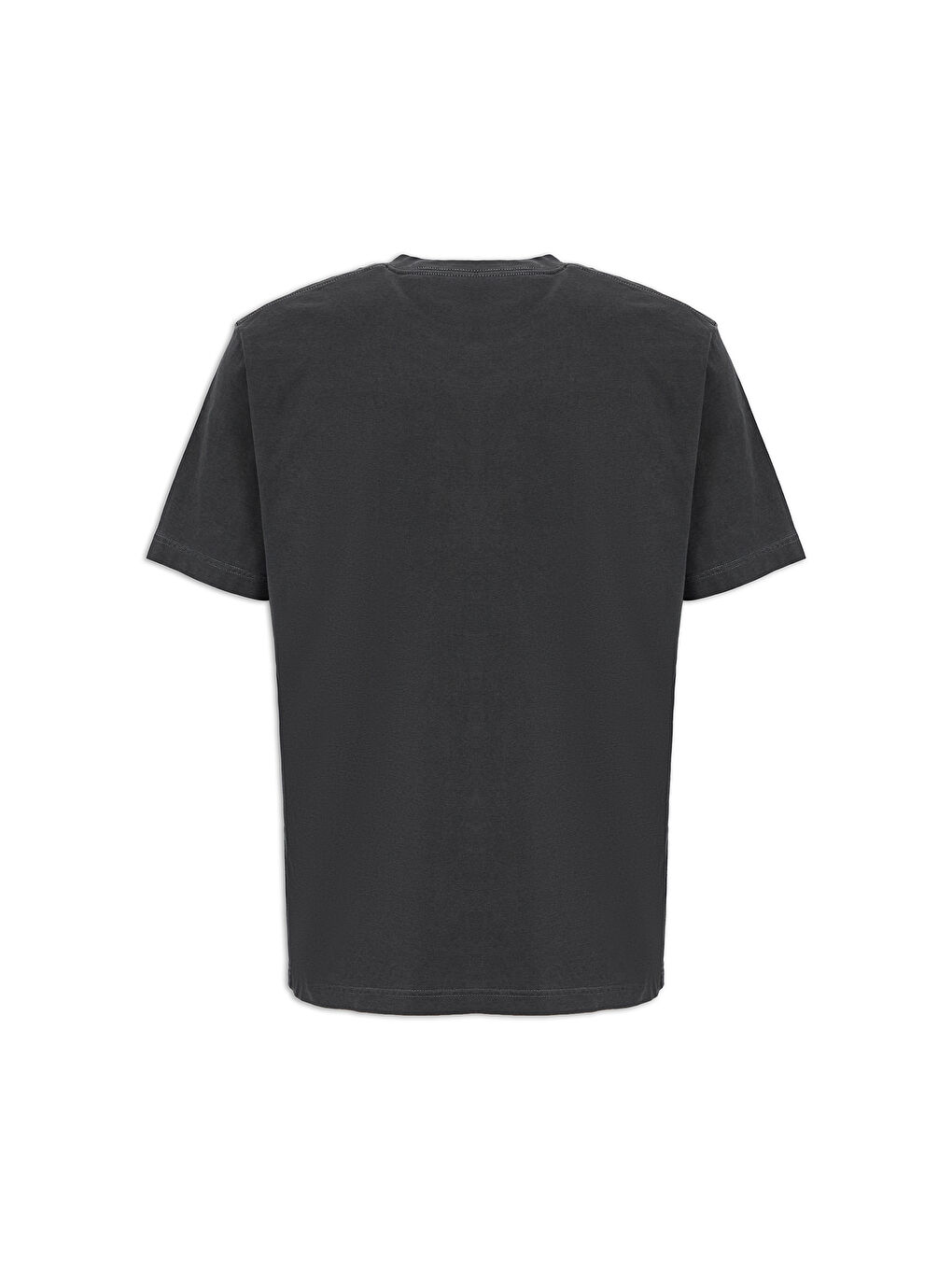 Antrasit Bisiklet Yaka Regular Fit Nefes Alabilen Pamuk Tişört-4