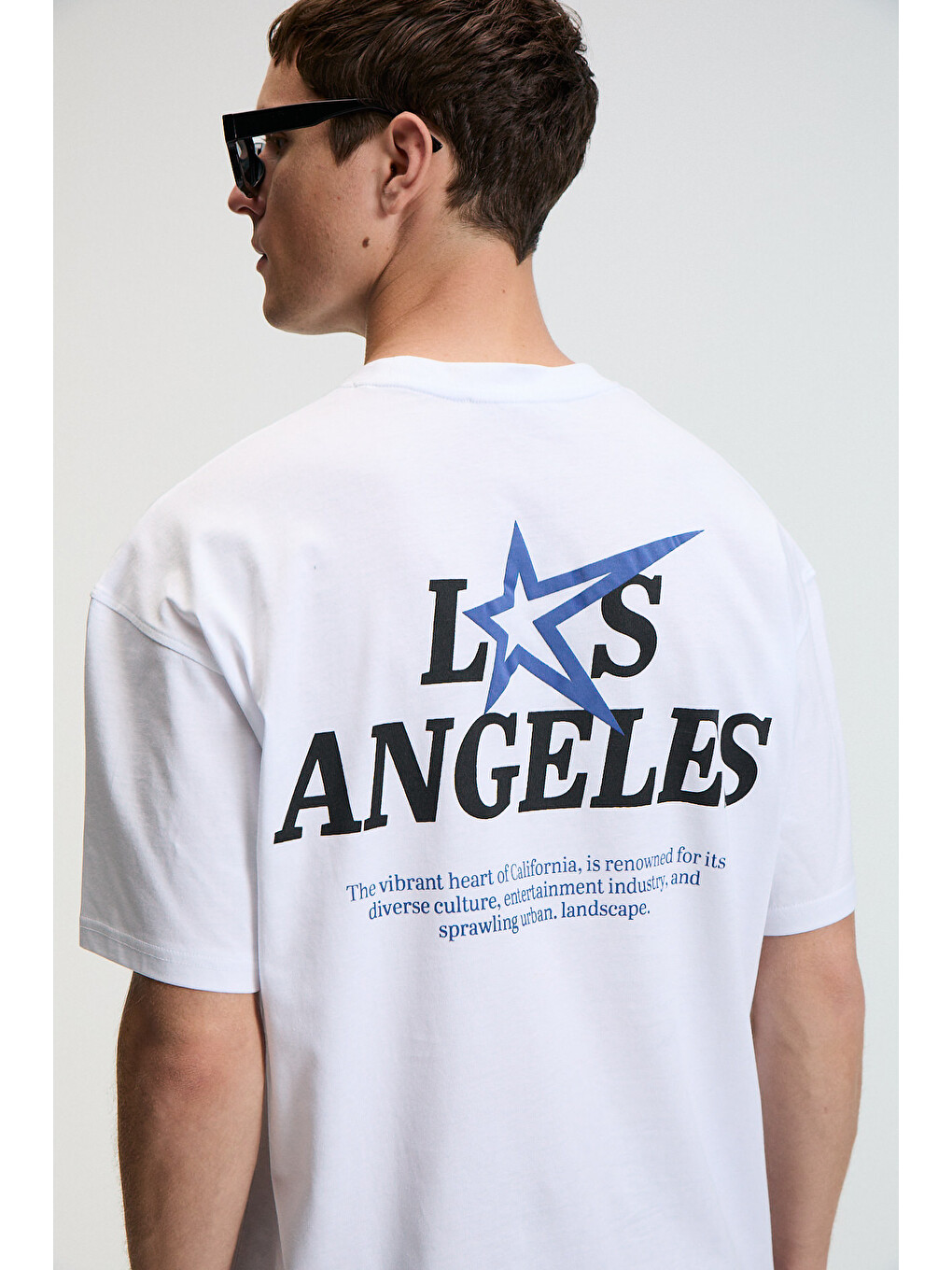 Nıbble Erkek Oversize %100 Pamuk Baskılı Yuvarlak Yaka Beyaz T-shirt-4