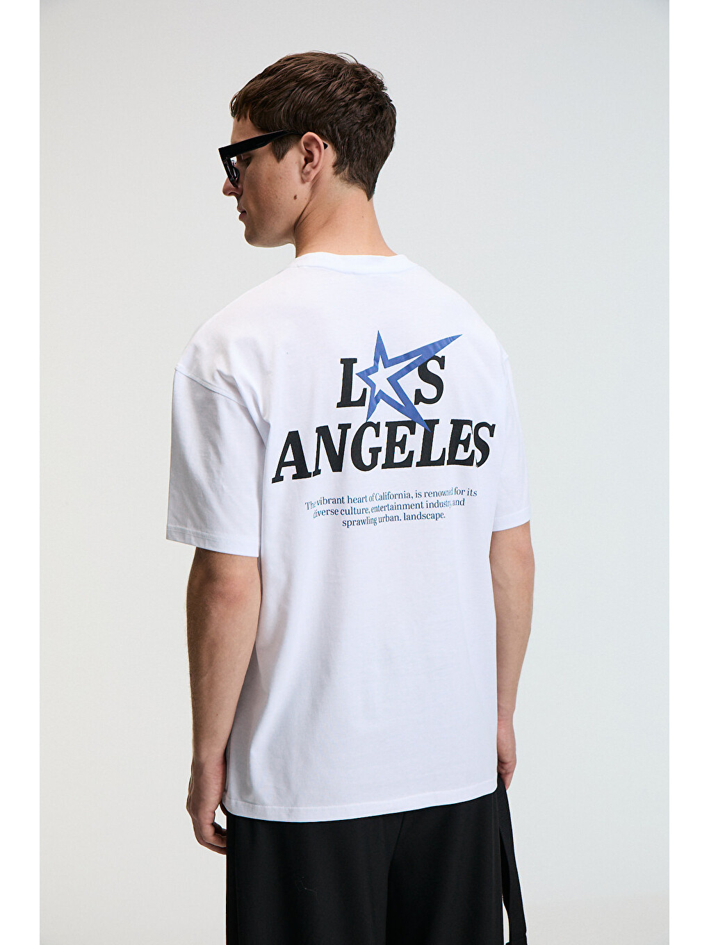 Nıbble Erkek Oversize %100 Pamuk Baskılı Yuvarlak Yaka Beyaz T-shirt-5