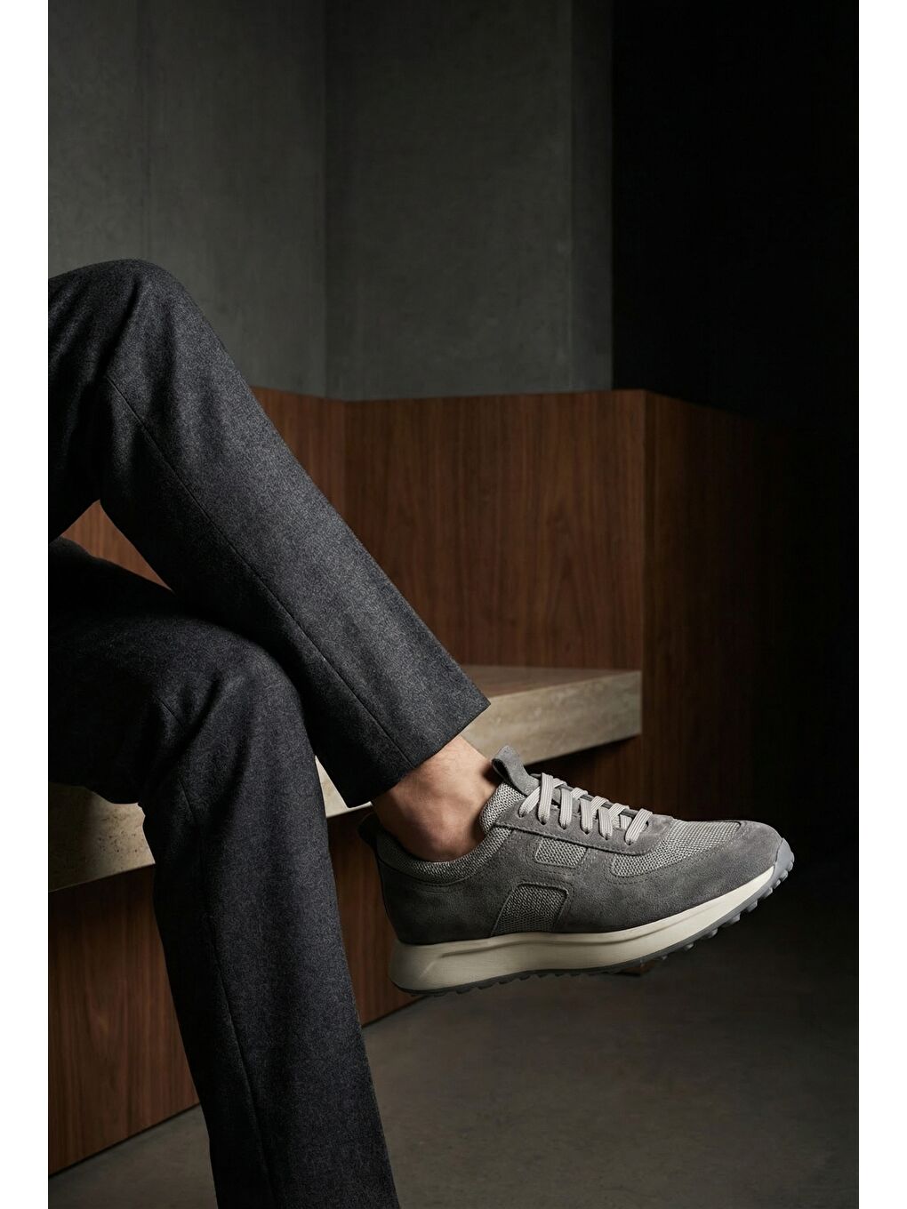 Gri Rollo Hakiki Deri Süet Erkek Günlük Spor Ayakkabı Sneaker-2