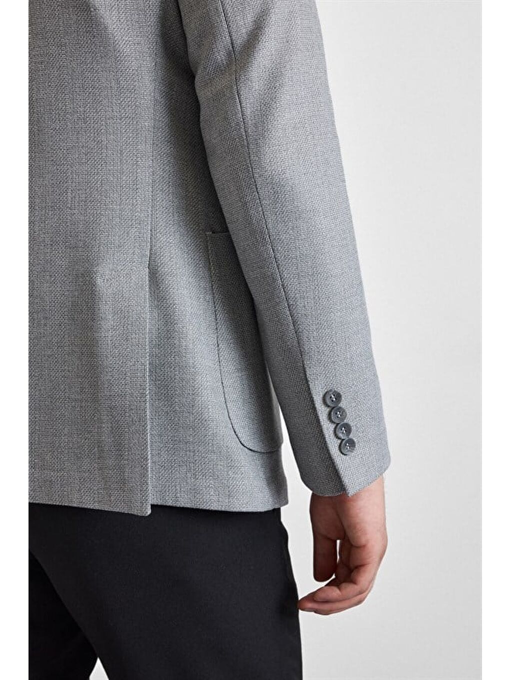 Bej Gri Slim Mono Yaka Torba Cep 6 Drop Klasik Ceket-4