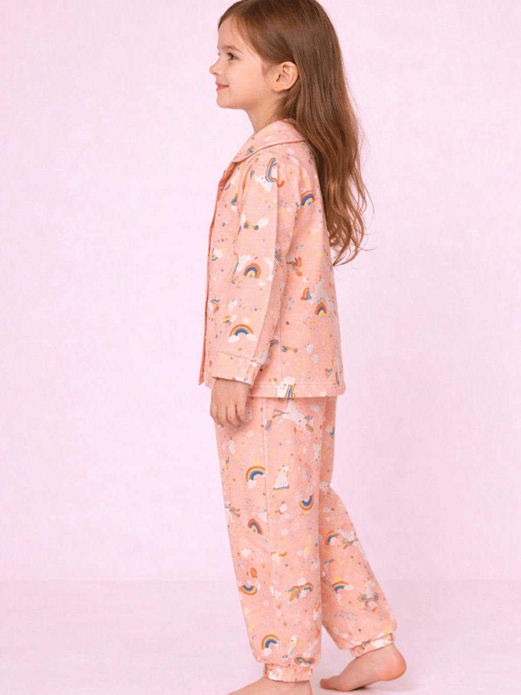 Pembe Bebe Yaka Düğmeli Kız Çocuk Pijama Takımı-2