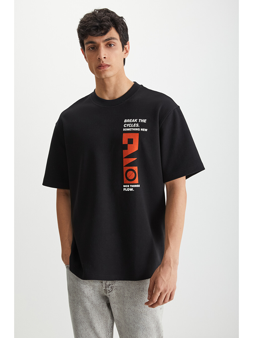 Ramadanp008 Erkek 75% Pamuk 25% Polyester Baskılı Siyah T-shirt