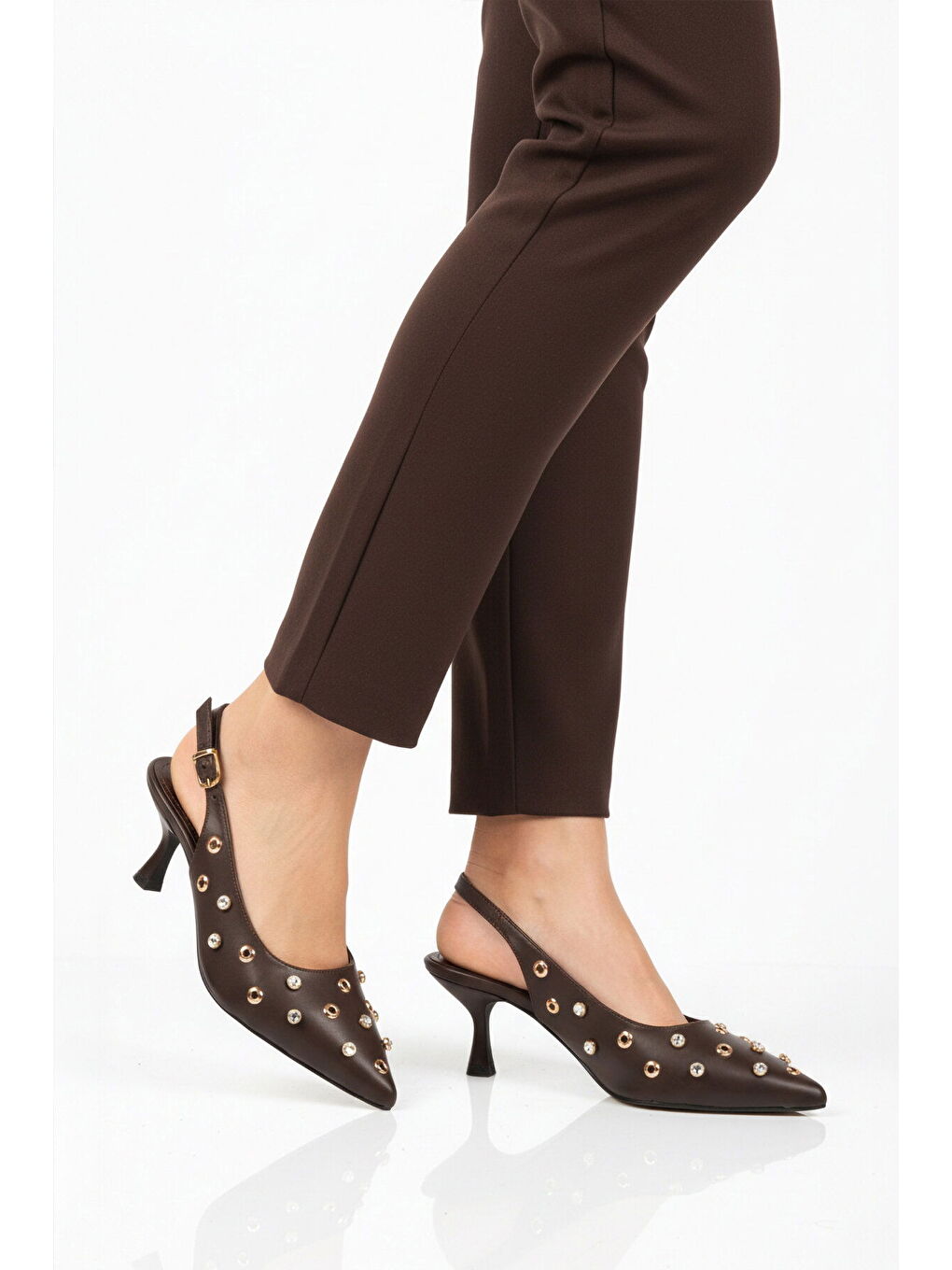 Kahverengi İnce Topuklu Kadın Abiye Ayakkabı 519150 Z