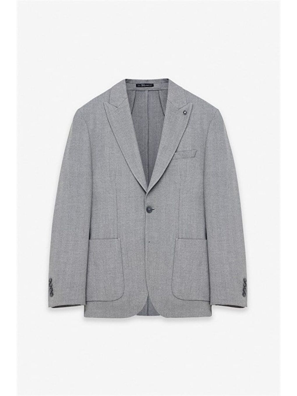 Bej Gri Slim Mono Yaka Torba Cep 6 Drop Klasik Ceket-9