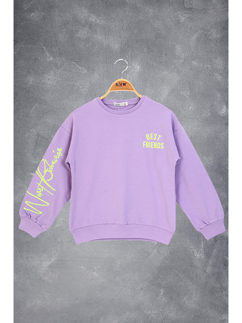 Pembe Kız Çocuk Best Frıends Baskılı Sweatshirt-7