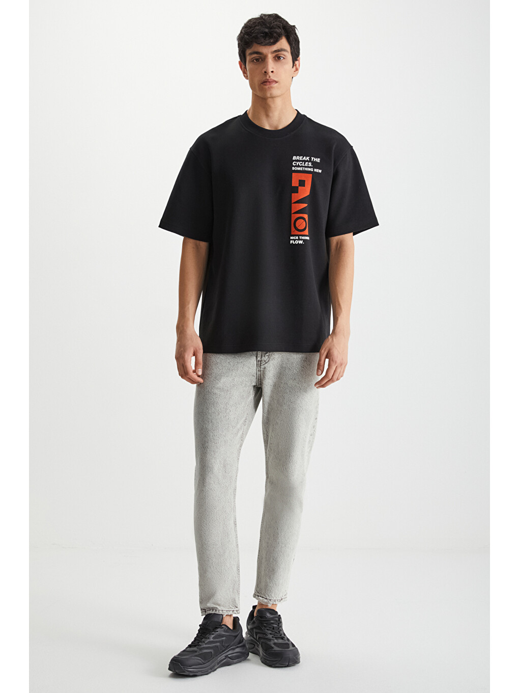 Ramadanp008 Erkek 75% Pamuk 25% Polyester Baskılı Siyah T-shirt-1