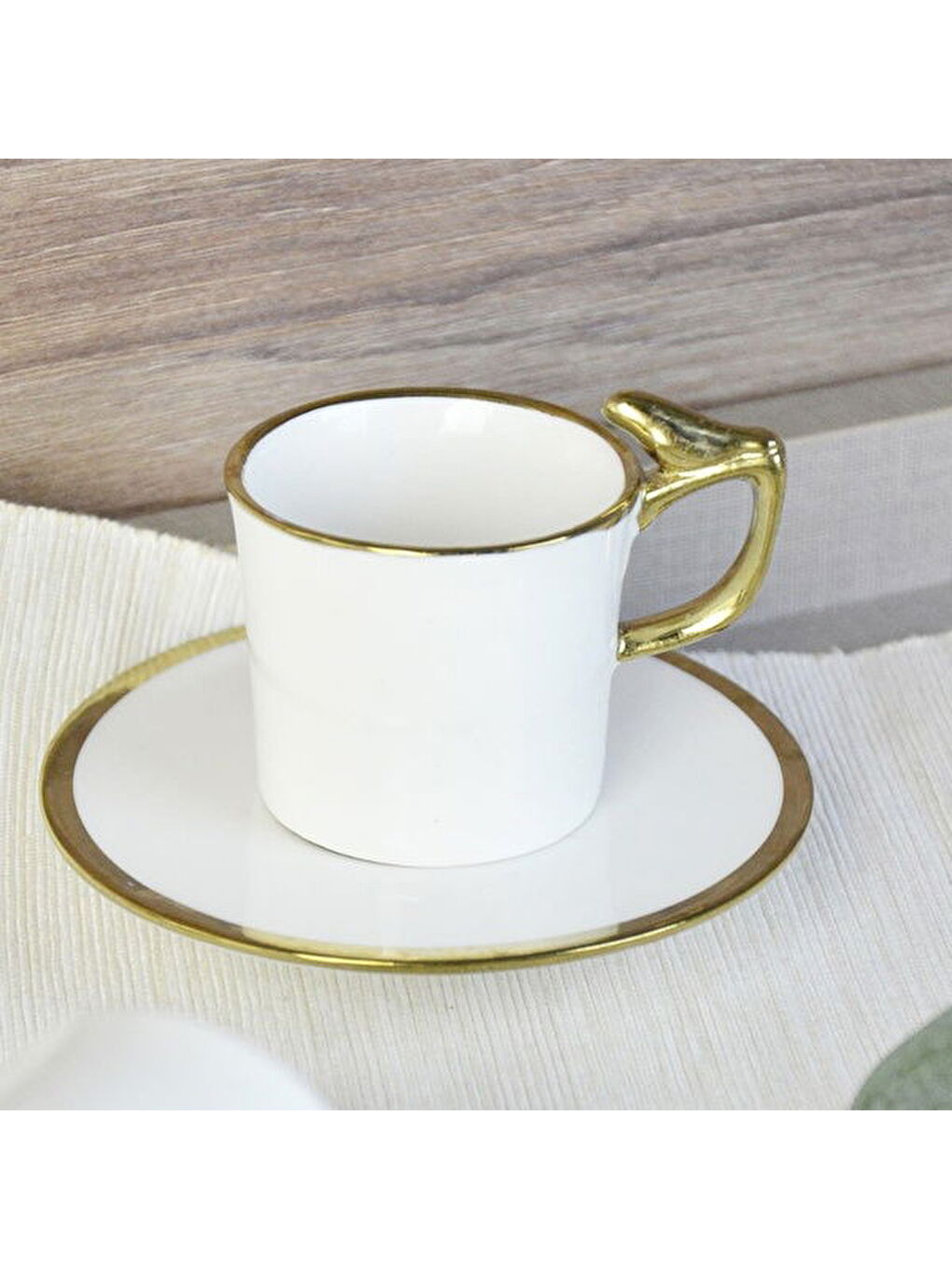 Canarino Yaldızlı 6'lı Kahve Fincanı - Beyaz / Altın-1