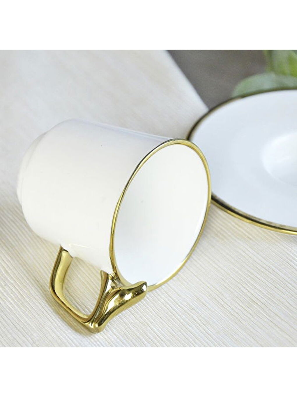 Canarino Yaldızlı 6'lı Kahve Fincanı - Beyaz / Altın-2