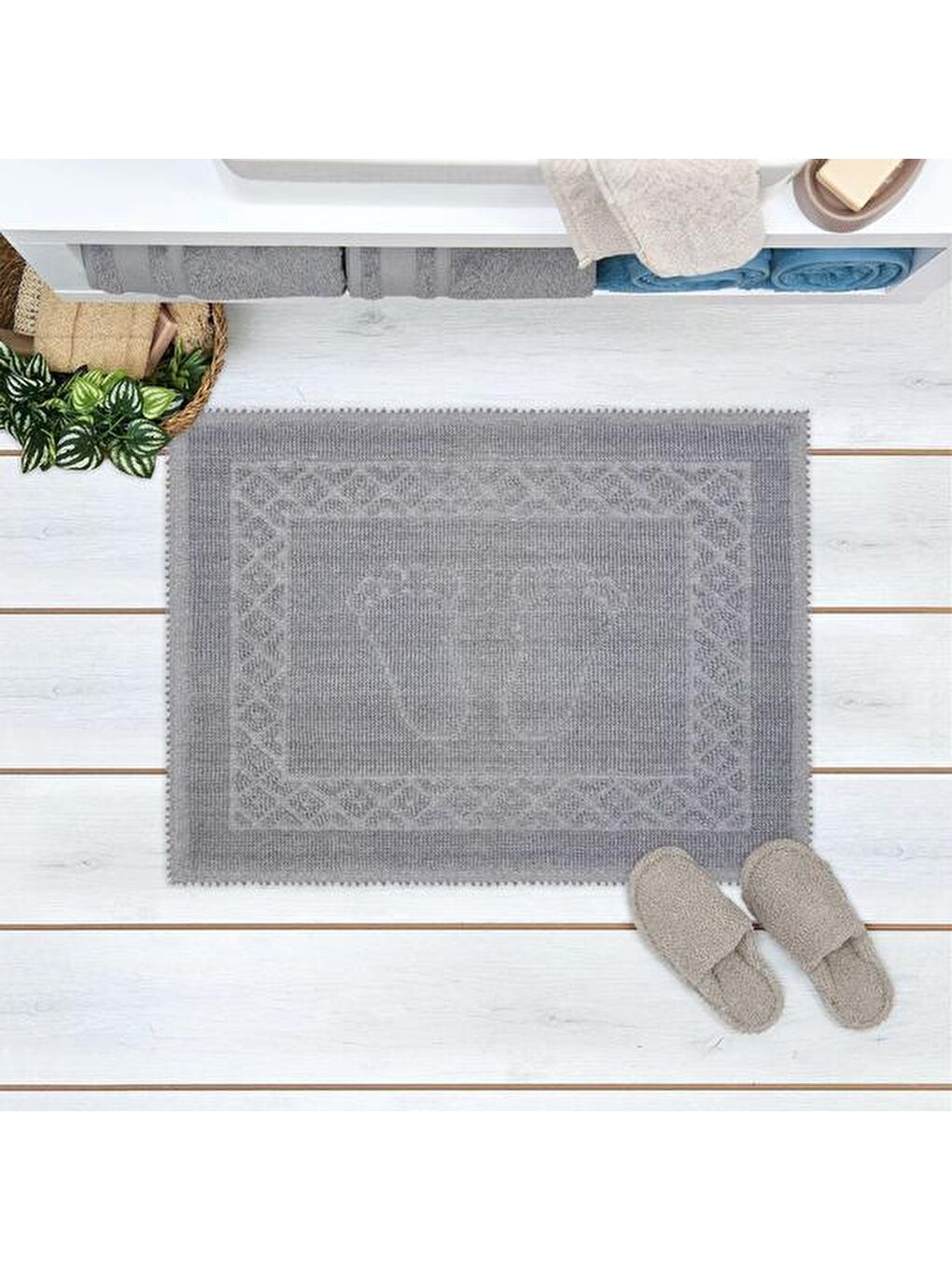 Foet Banyo Paspası - Gri - 40x60 cm