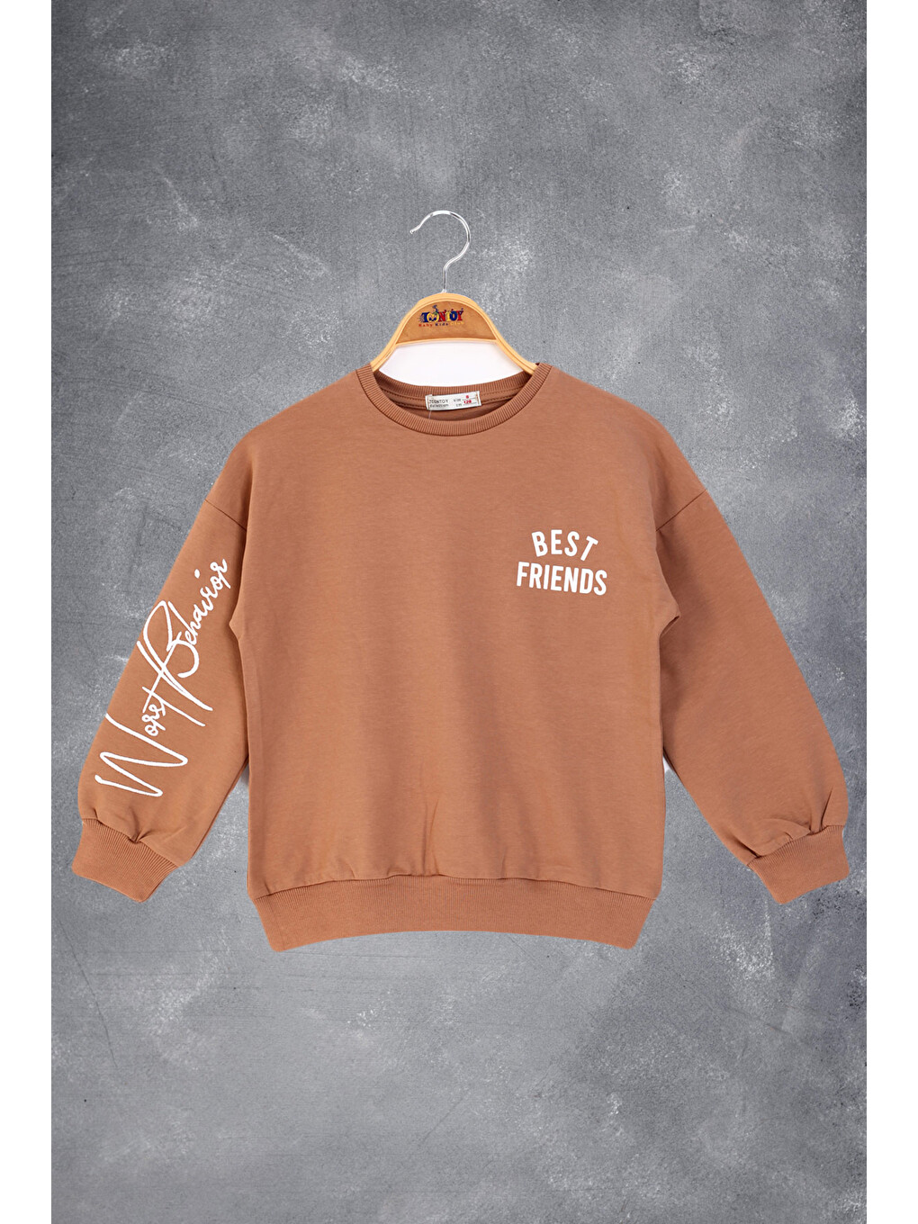 Pembe Kız Çocuk Best Frıends Baskılı Sweatshirt-8