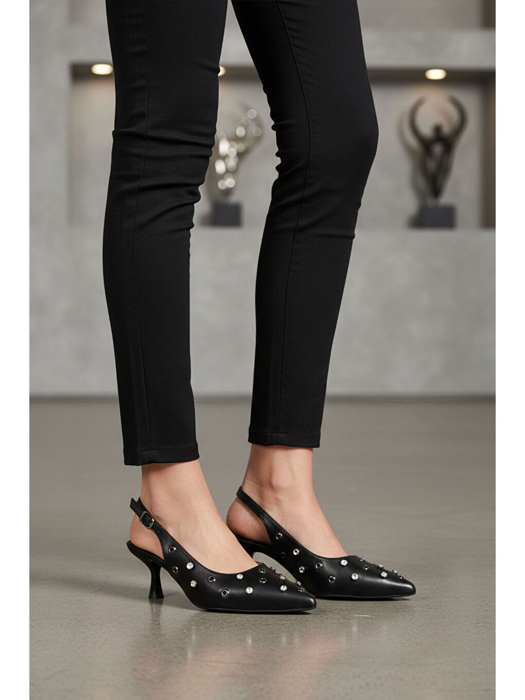 Siyah İnce Topuklu Kadın Abiye Ayakkabı 519150 Z-2