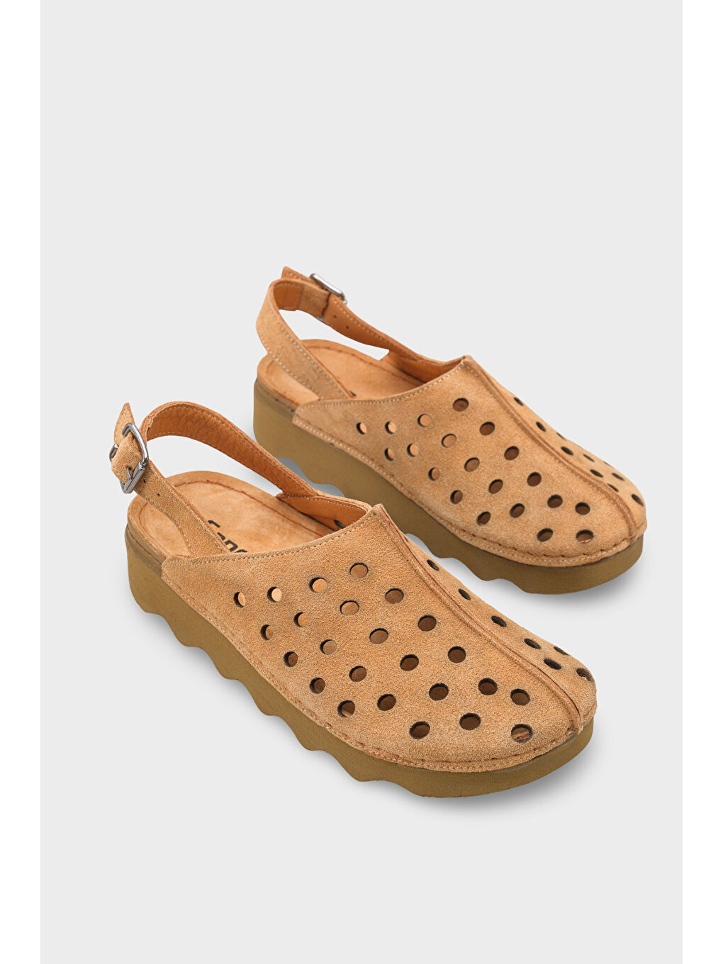 Kahverengi Meghan Hakiki Deri Soft Konfor Kadın Sandalet-1