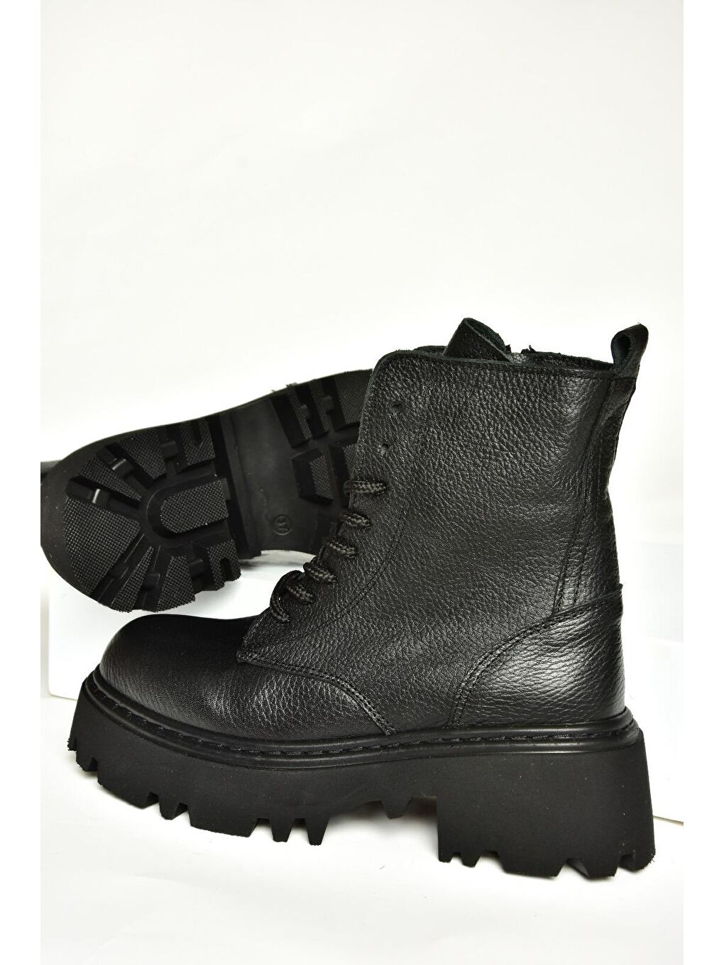 T3801700 Siyah Hakiki Deri Kadın Bot-4