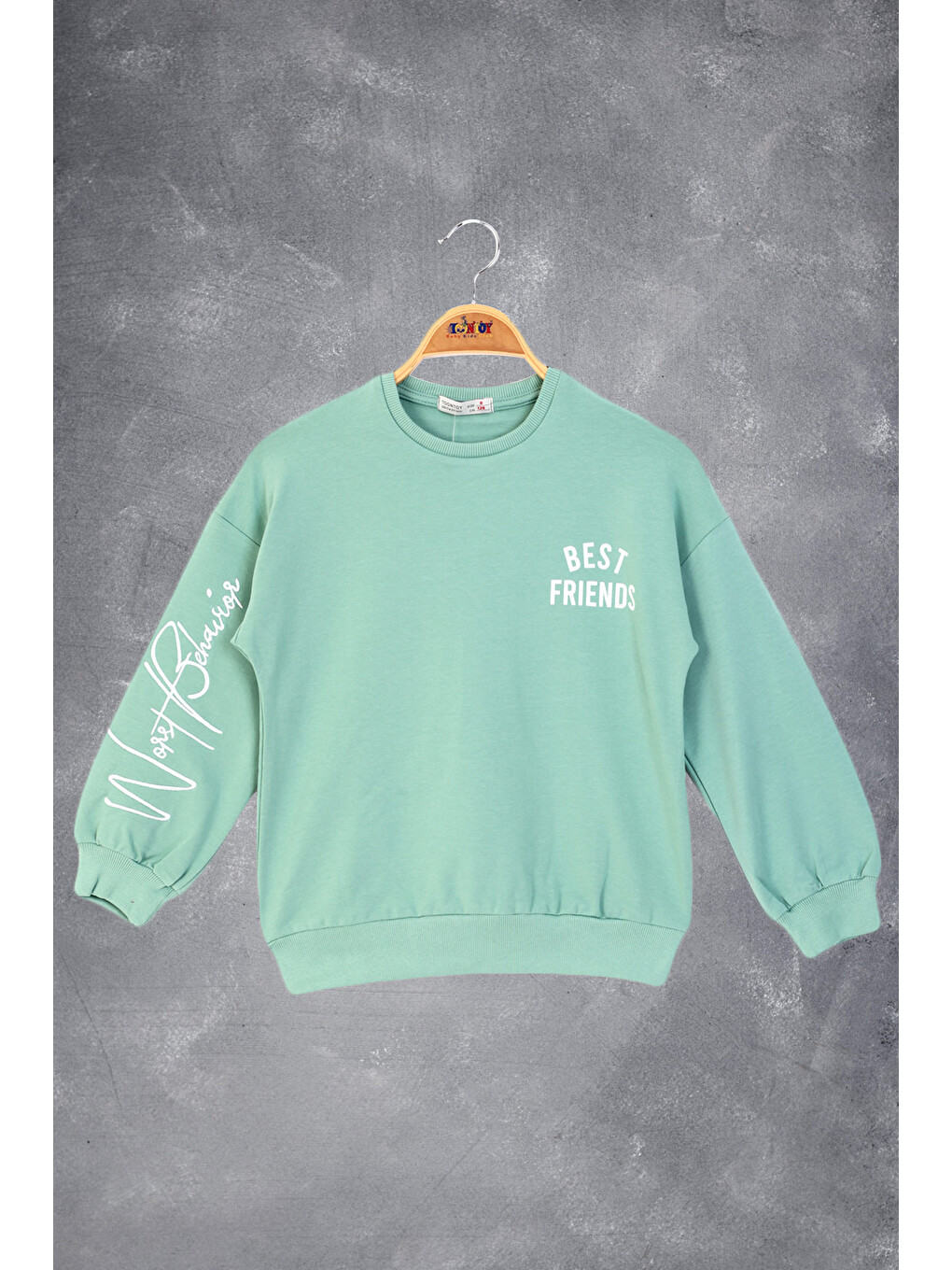 Pembe Kız Çocuk Best Frıends Baskılı Sweatshirt-9