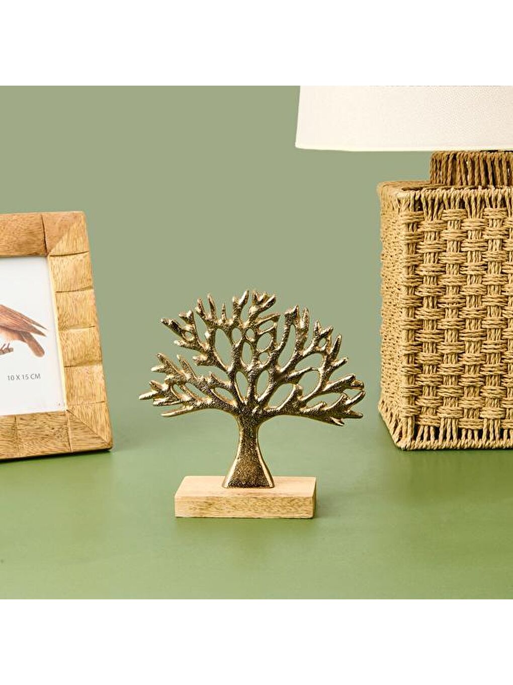 Sarı Yaşam Ağacı Biblo - Altın - 17,3x6x16 cm