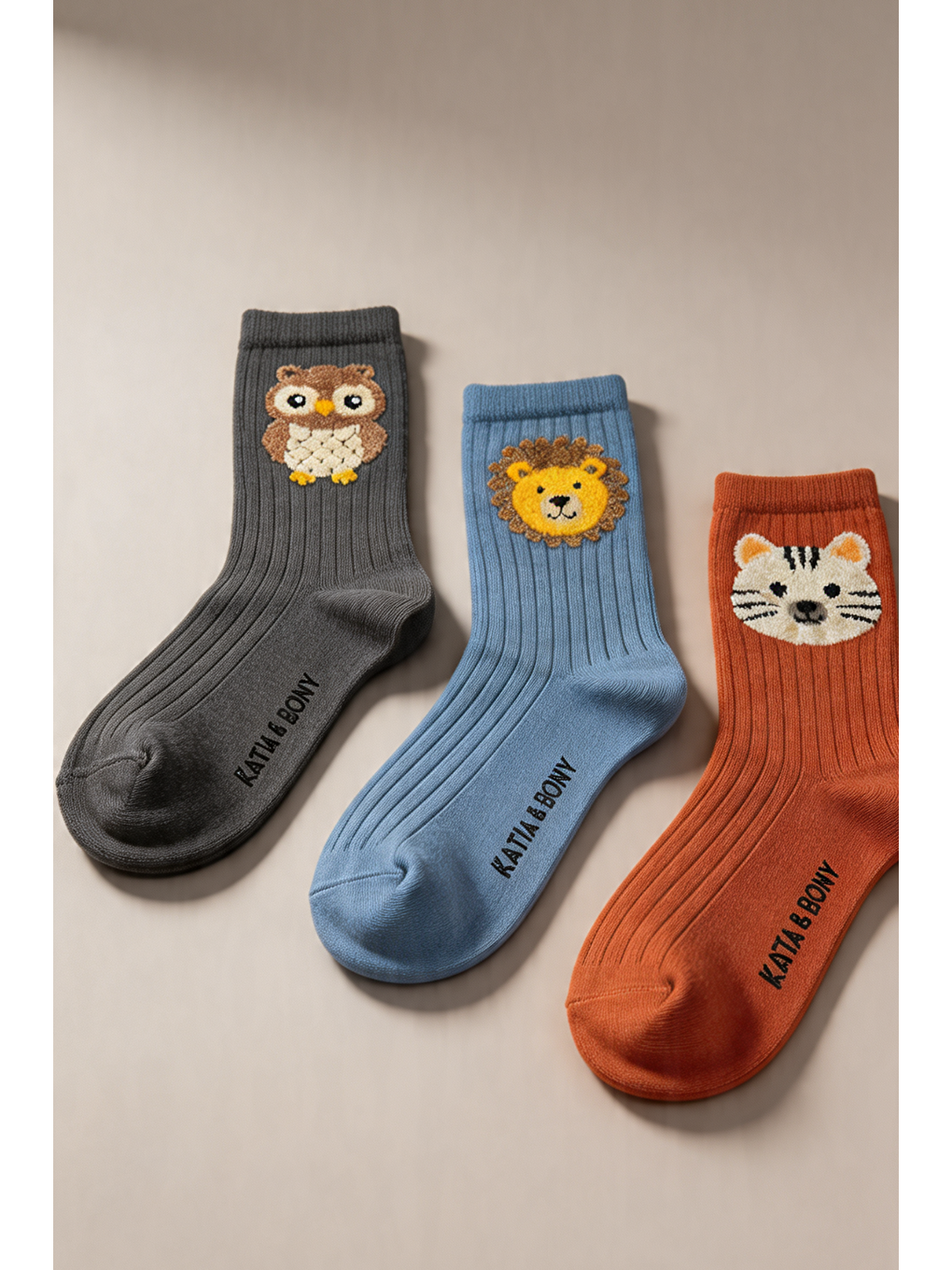 Karışık 3'Lü Paket Hayvan Baskılı Çocuk Soket Çorap-2