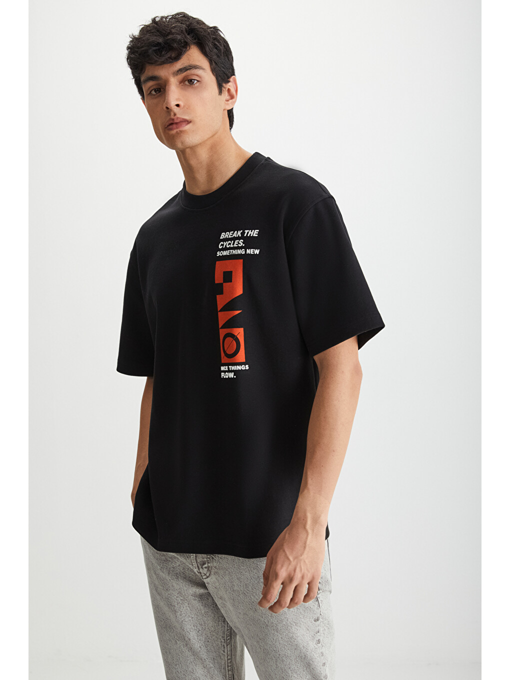 Ramadanp008 Erkek 75% Pamuk 25% Polyester Baskılı Siyah T-shirt-2