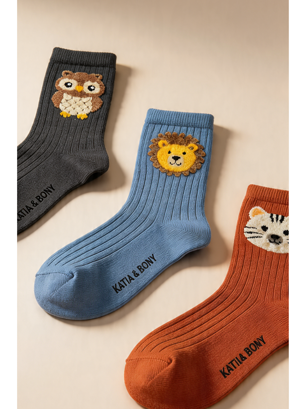 Karışık 3'Lü Paket Hayvan Baskılı Çocuk Soket Çorap-3
