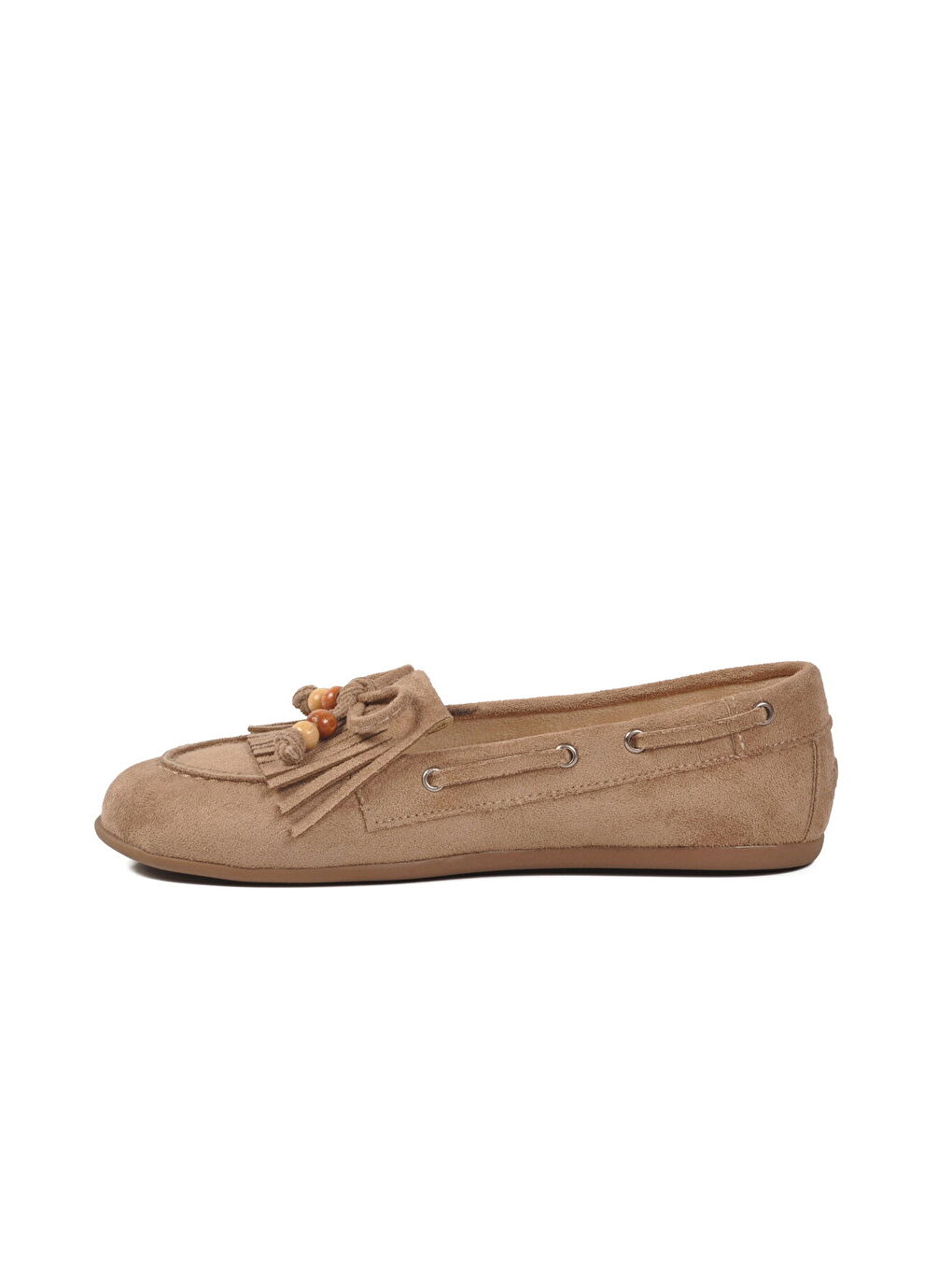 Bej Süet Hafif Esnek Kadın Babet Ayakkabı 572488 Z-3