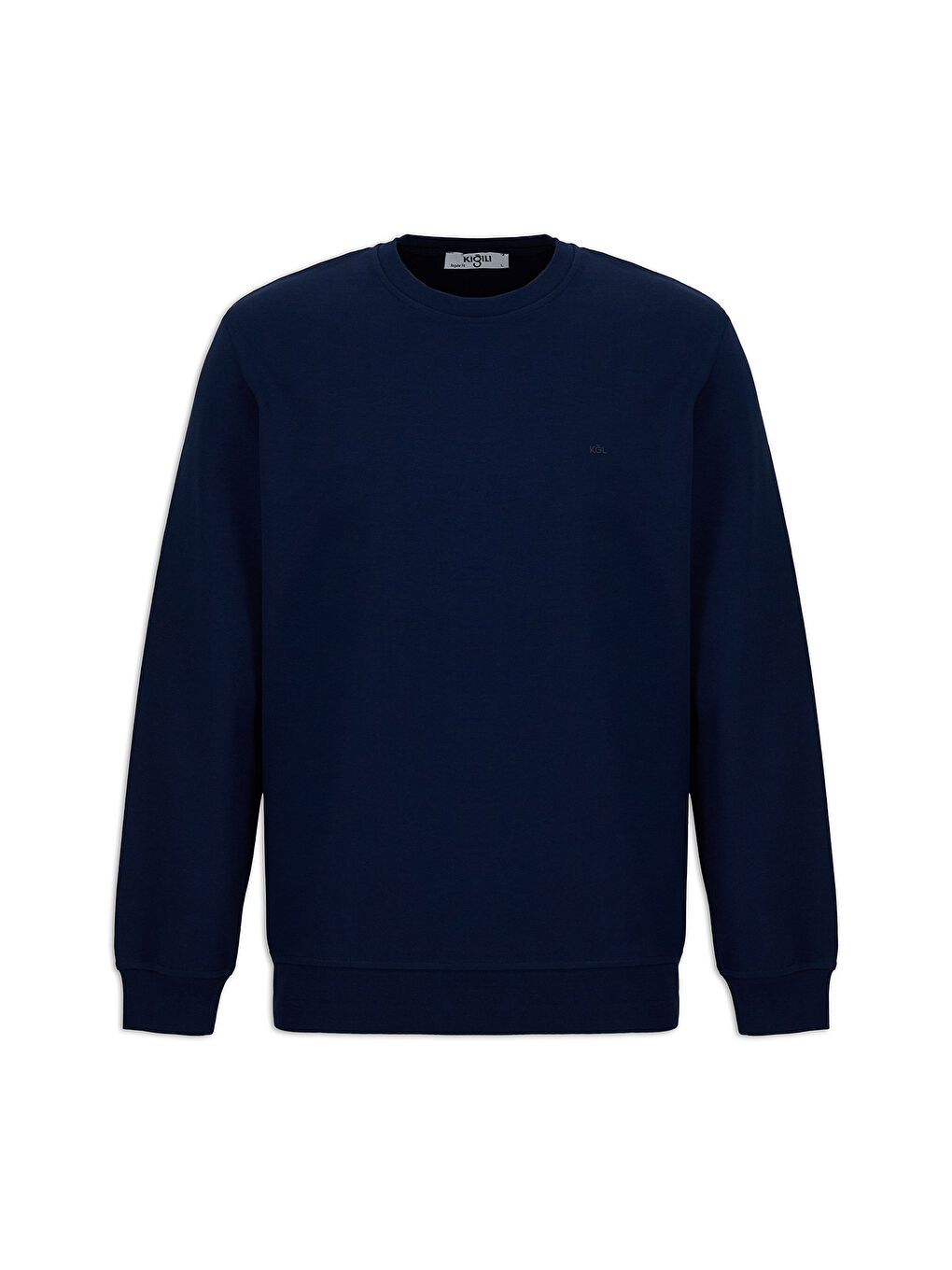 Lacivert Bisiklet Yaka Regular Fit Pamuklu Basic Sweatshirt-5