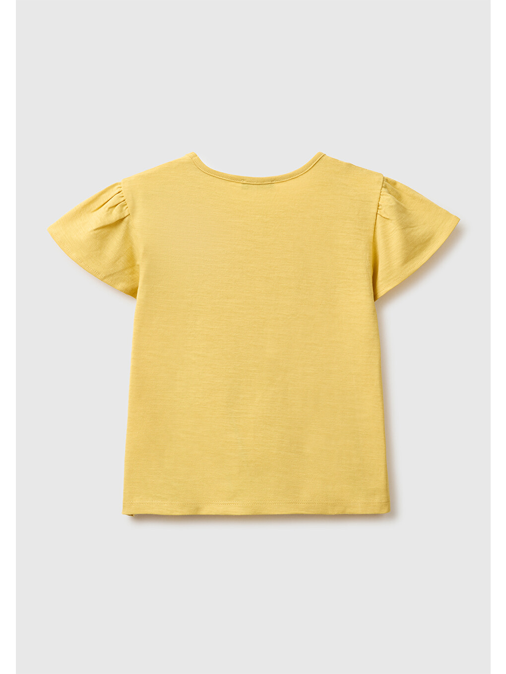 Kız Bebek Hardal Sarısı Baskı ve Püskül Detaylı Regular Fit T-Shirt-1