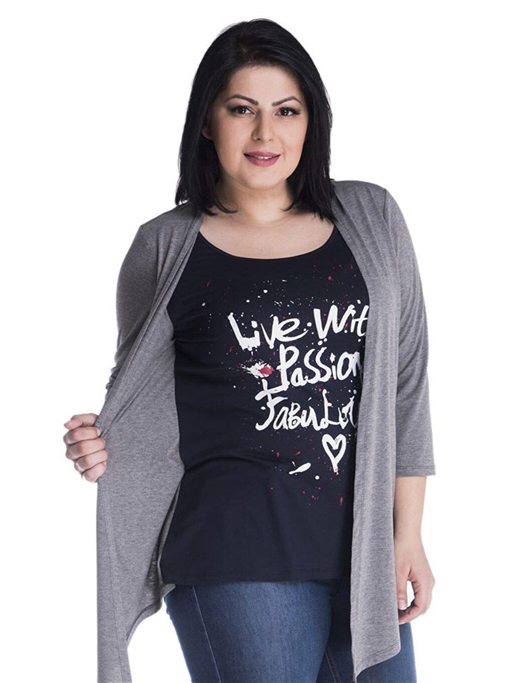 Gri Önü Baskılı Atlet Ve Hırka İkili Takım-1