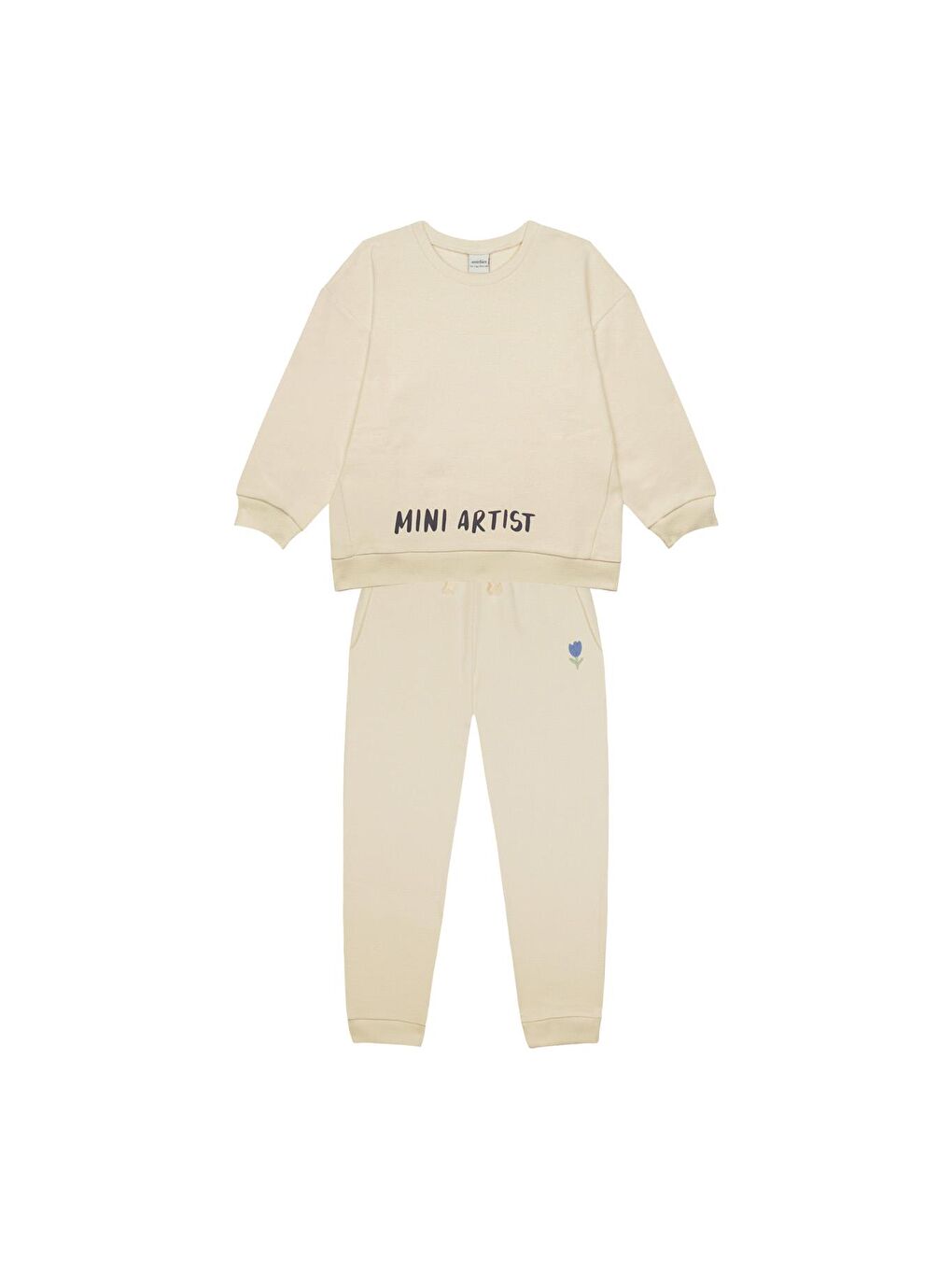 Ekru "Mini Artist" Sweatshirt Eşofman Set