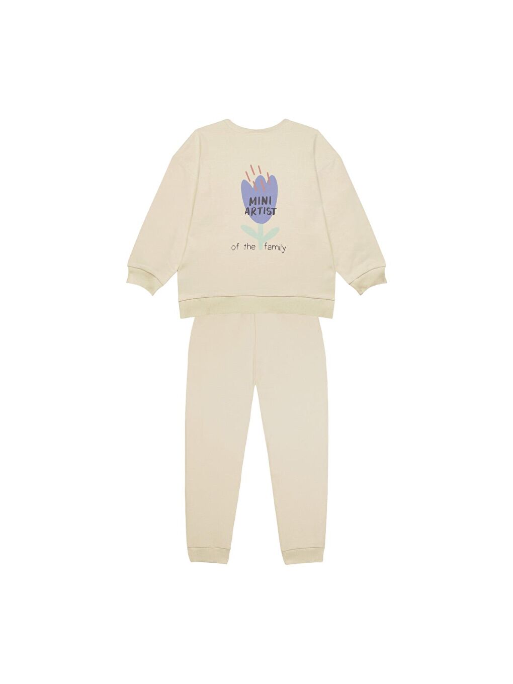 Ekru "Mini Artist" Sweatshirt Eşofman Set-1