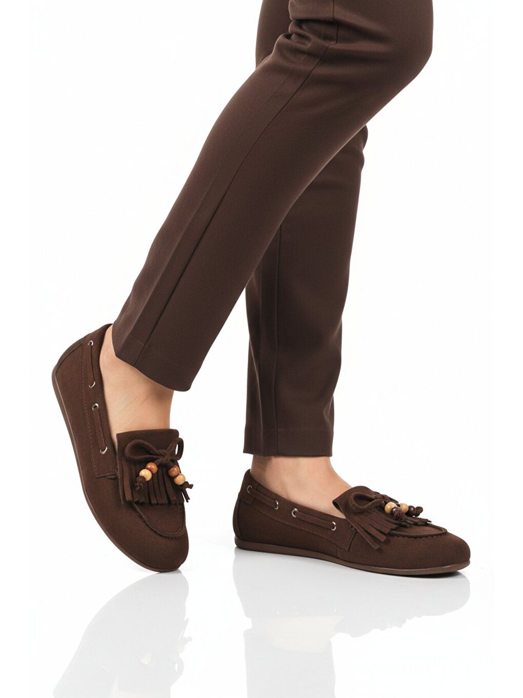 Kahverengi Kahve Süet Hafif Esnek Kadın Babet Ayakkabı 572488 Z