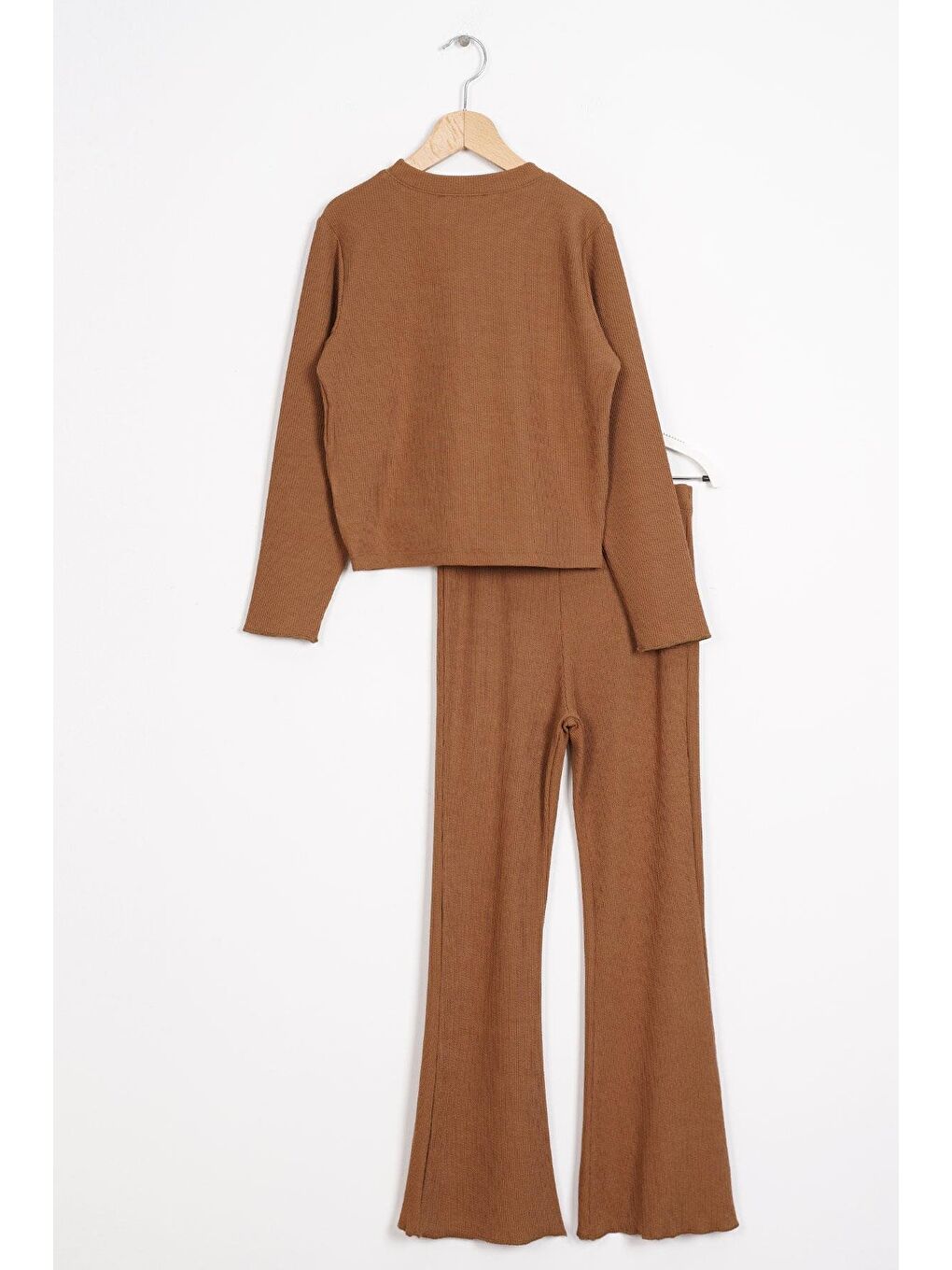 Kahverengi Bisiklet Yaka Baskılı Kız Çocuk Pantolon Takım-2