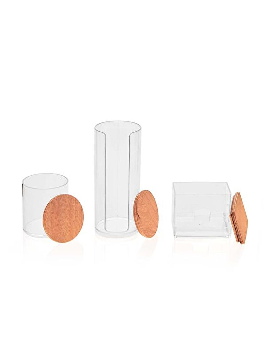 Renksiz Ahşap Kapaklı 3'lü Organizer Seti-6