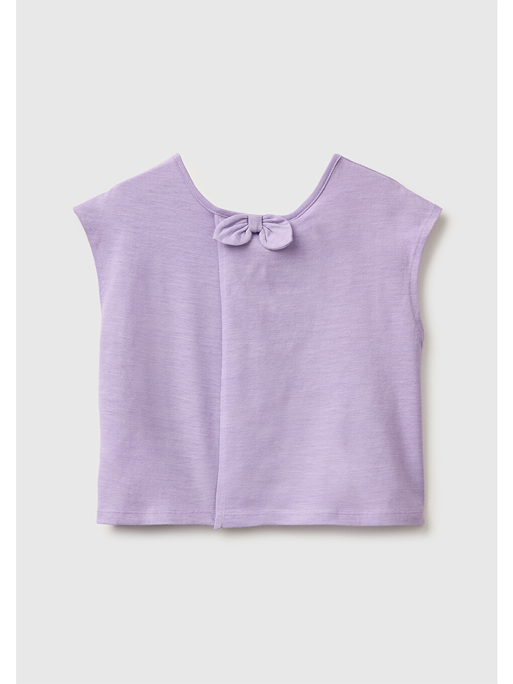 Kız Bebek Lila Arkası Fiyonk Detaylı Kimono Kollu T-Shirt-1