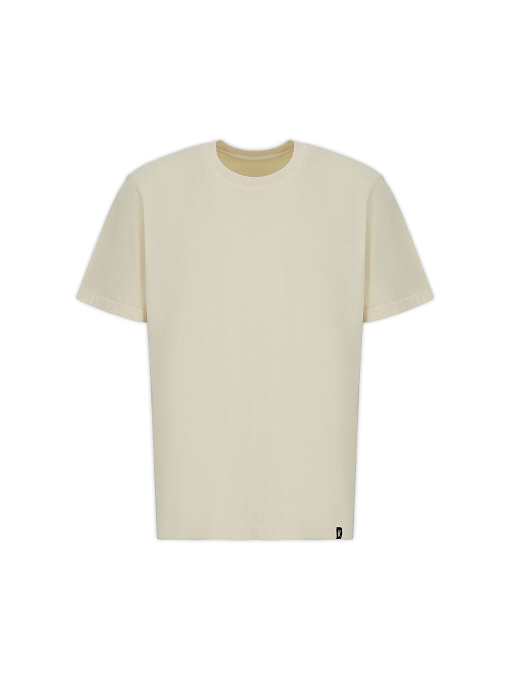 Ekru Bisiklet Yaka Regular Fit Nefes Alabilen Pamuk Tişört-3