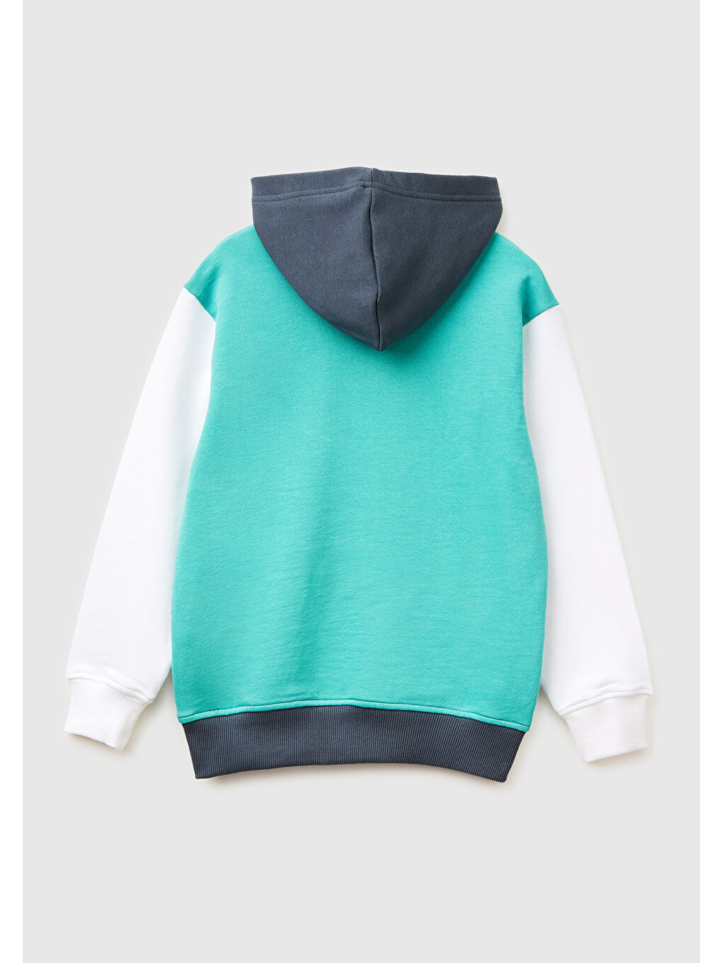 Erkek Çocuk Turkuaz Mix Önü Logo Baskılı Kanguru Cepli Kapüşonlu Sweatshirt-1