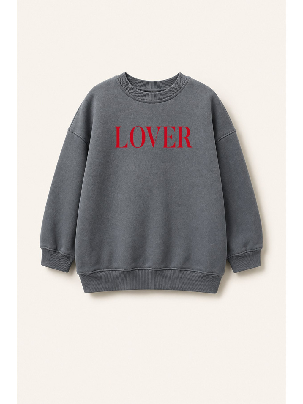 Antrasit Kız Çocuk Baskılı 3 İplik Kumaş Pamuklu Sweatshirt
