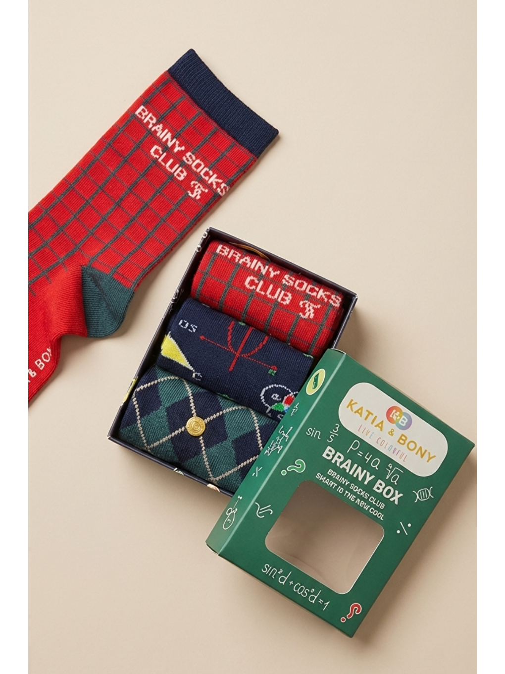 Karışık Maths Temalı Kutulu Desenli Çocuk Soket Çorap-1