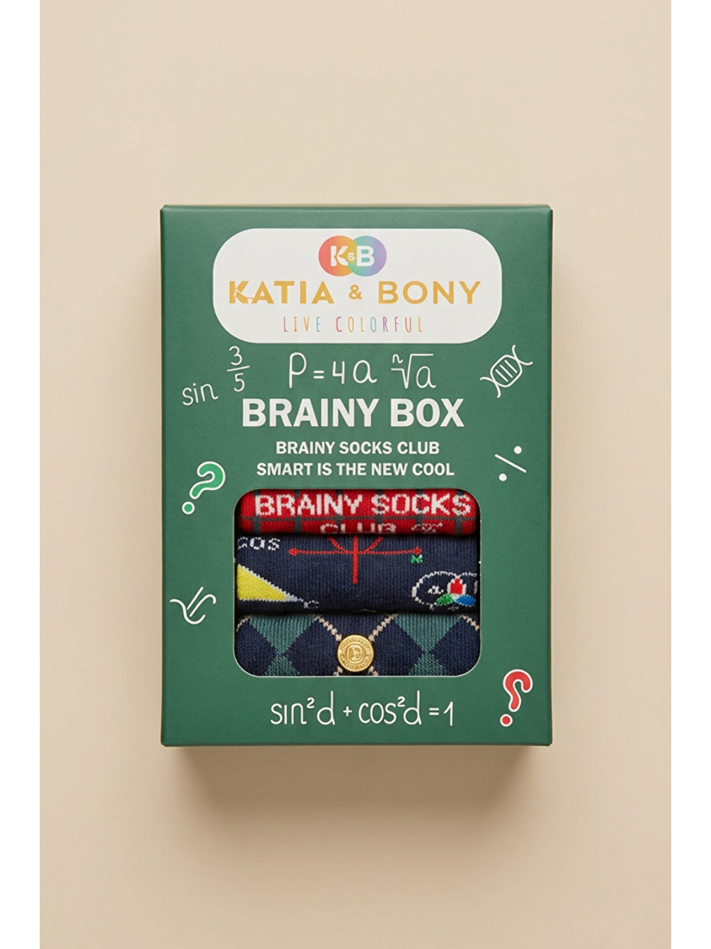 Karışık Maths Temalı Kutulu Desenli Çocuk Soket Çorap-3