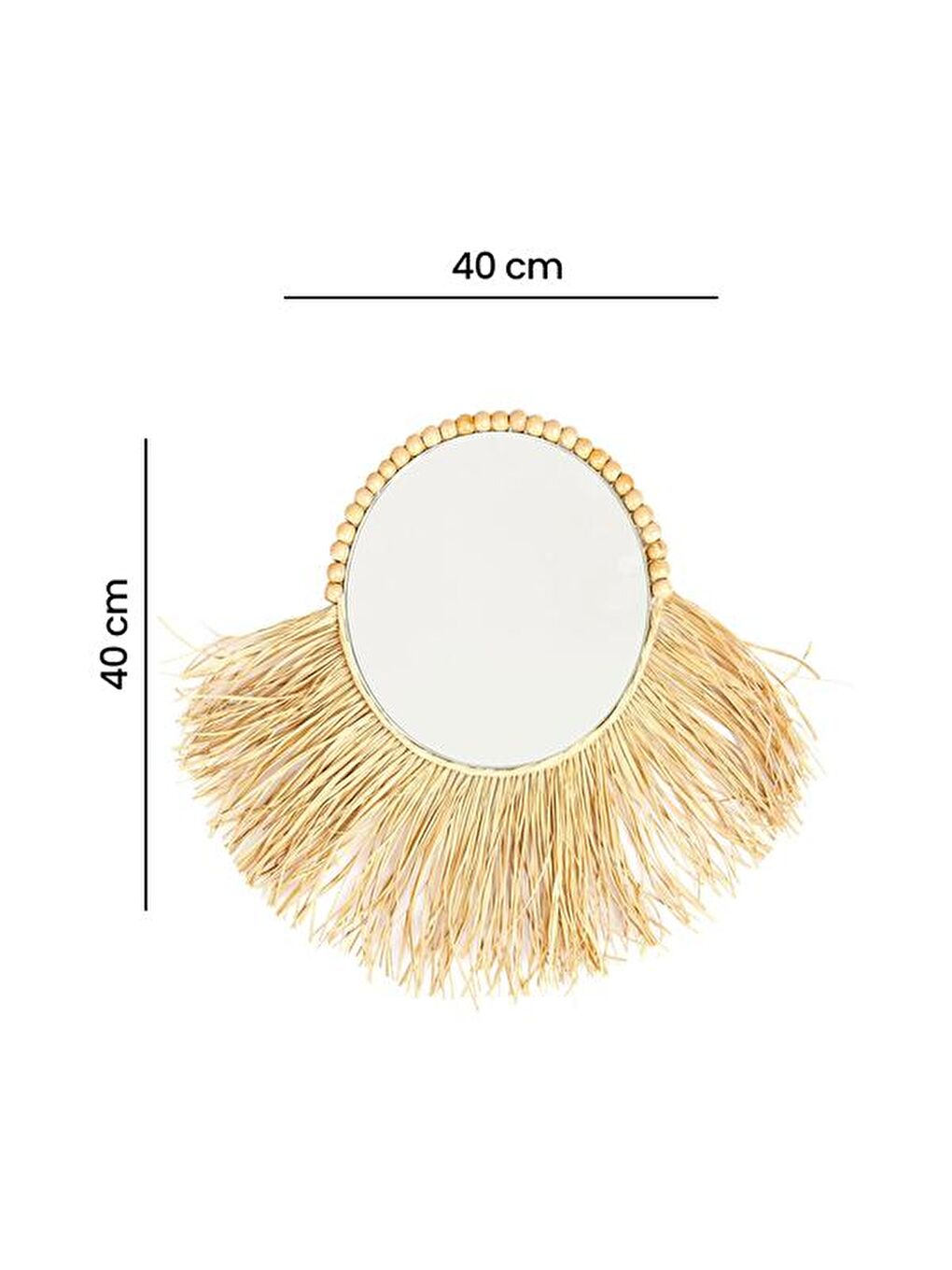 Bej Rattan Aynalı Dekoratif Duvar Süsü-2