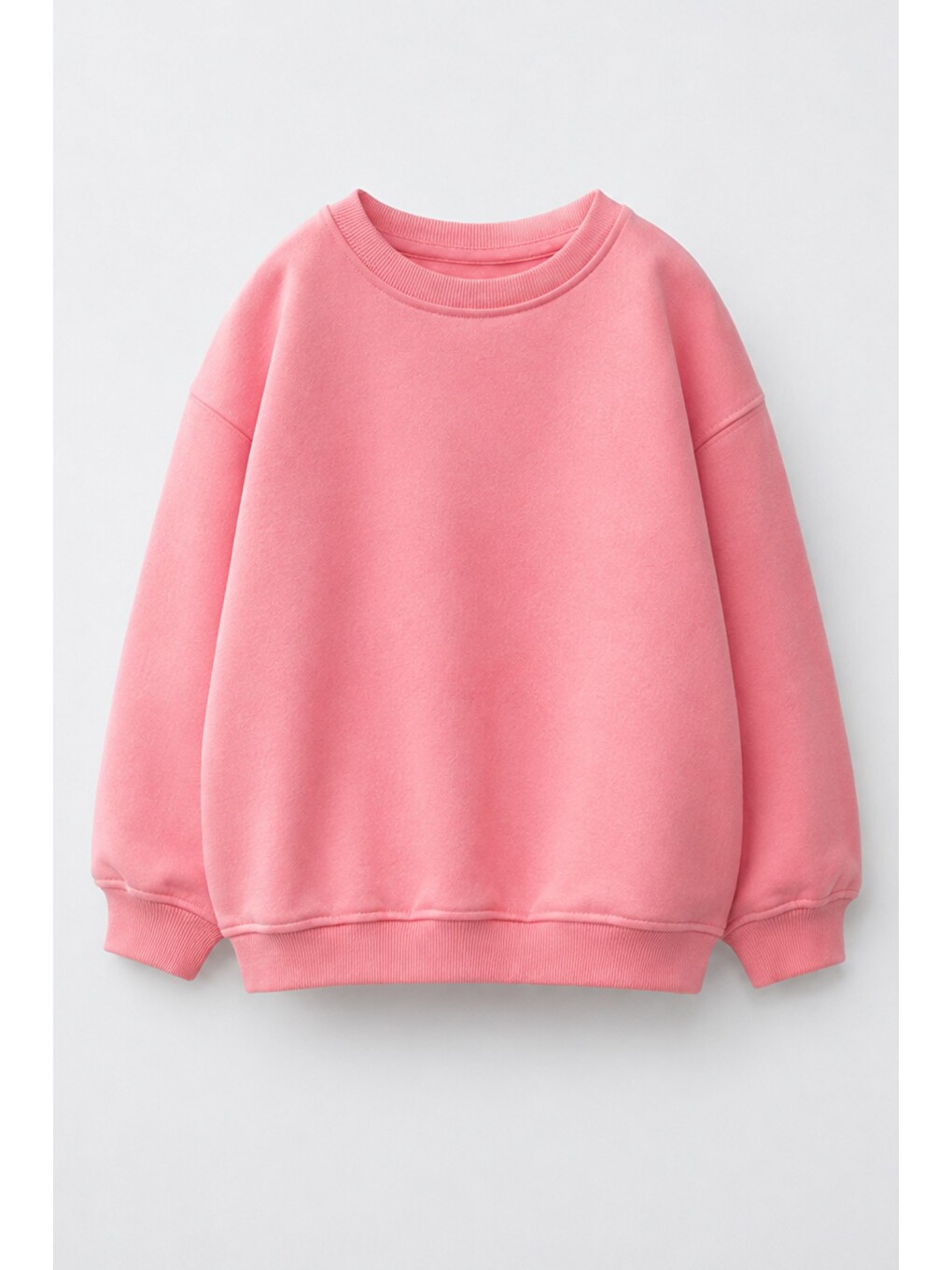 Pembe Kız Çocuk 3 İplik Kumaş Pamuklu Sırt Baskılı Sweatshirt-2