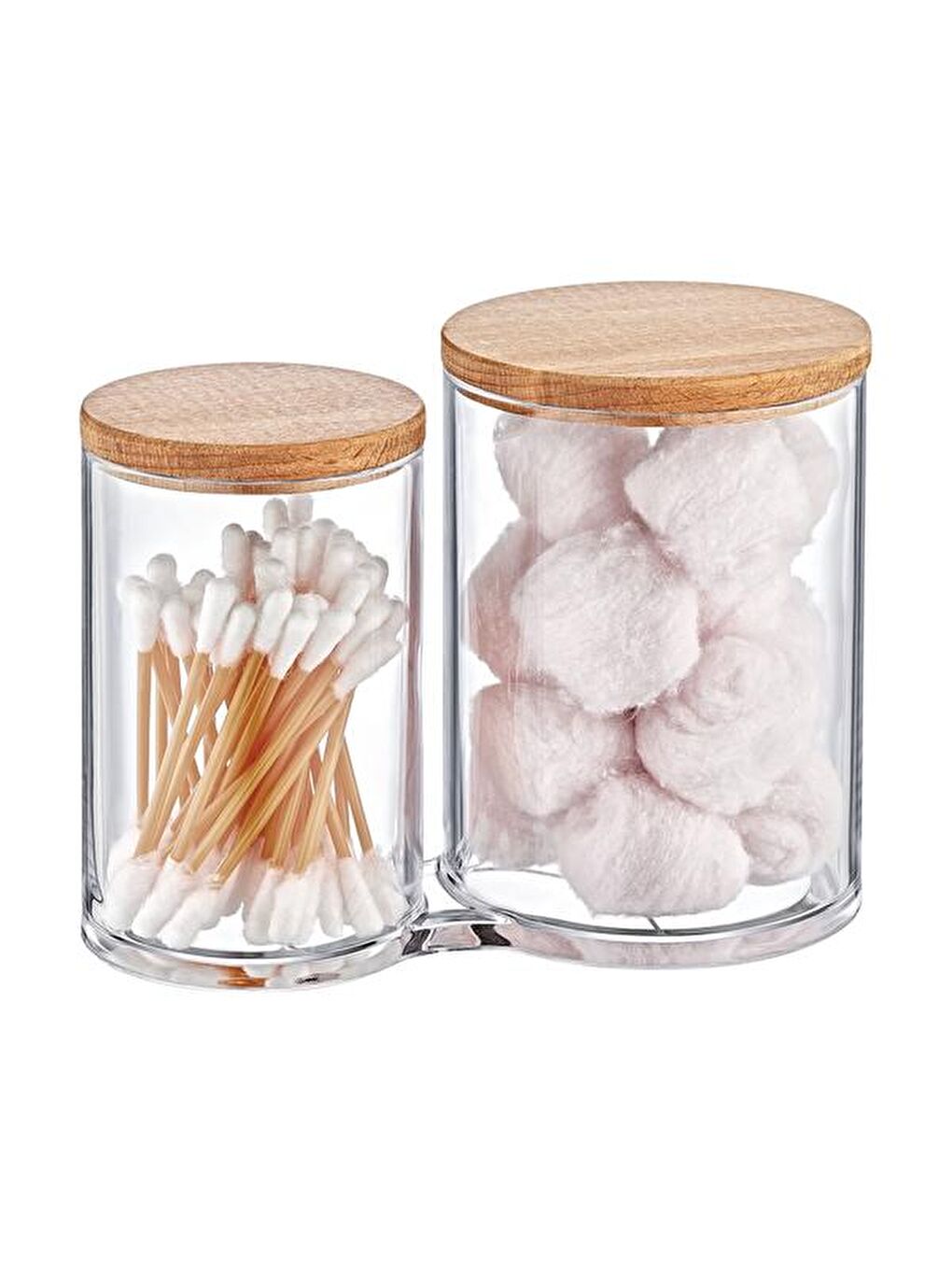 Renksiz Ahşap Kapaklı 2'li Pamuk Kutusu-1