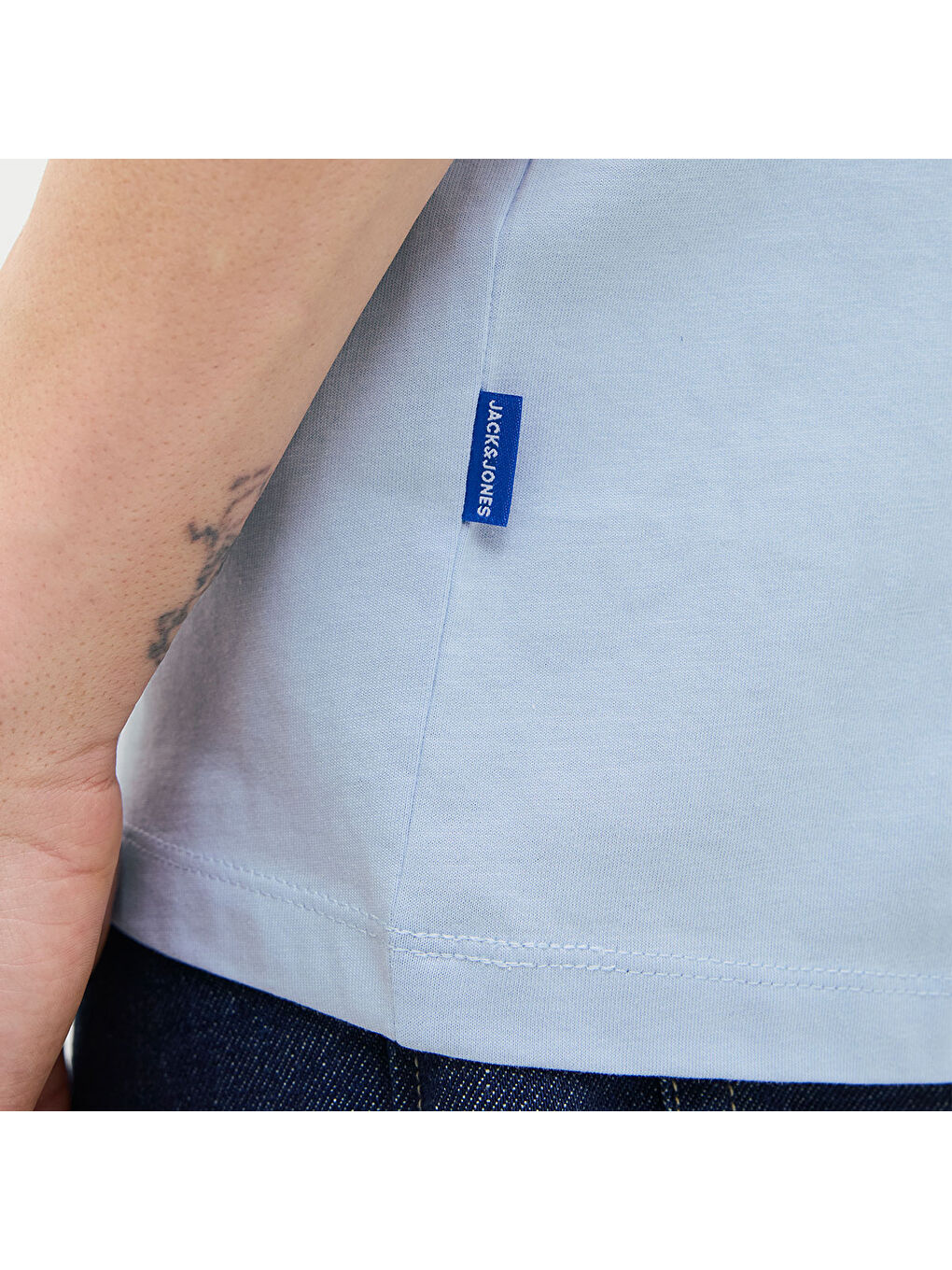 Relax Erkek Mavi Bisiklet Yaka Tişört-4