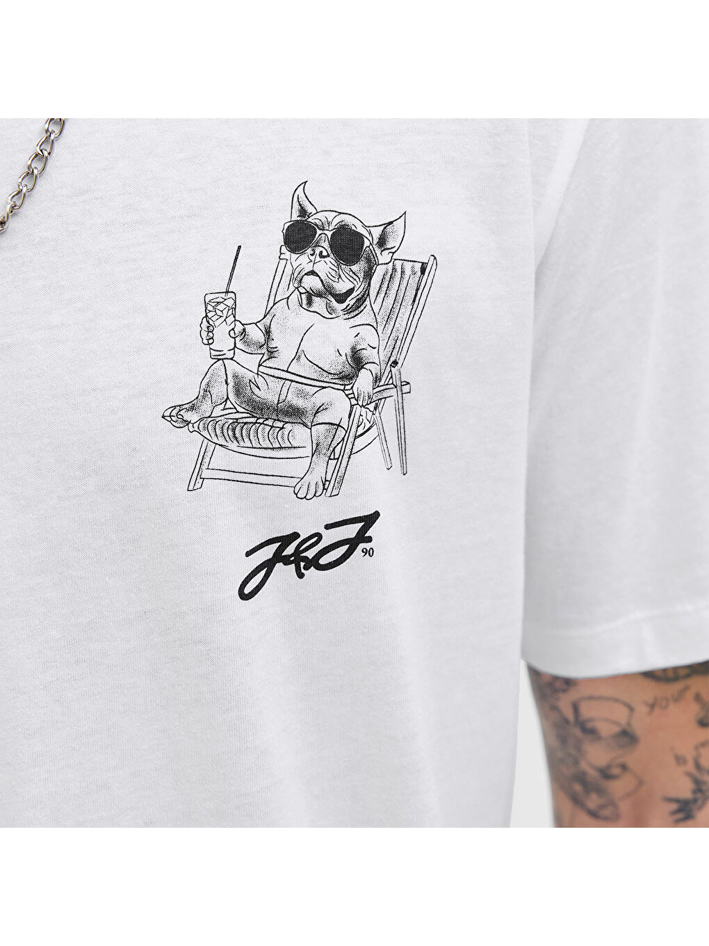 Relax Erkek Beyaz Bisiklet Yaka Tişört-2