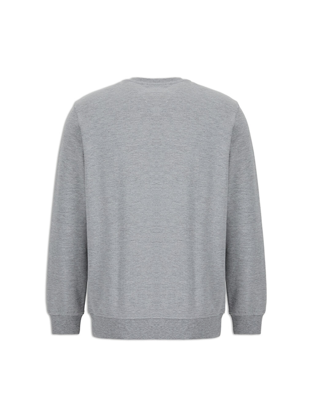 Gri Bisiklet Yaka Regular Fit Pamuklu Basic Sweatshirt-6