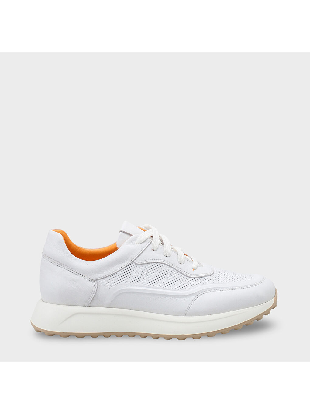 Beyaz Ramsey Hakiki Deri Erkek Günlük Spor Ayakkabı Sneaker