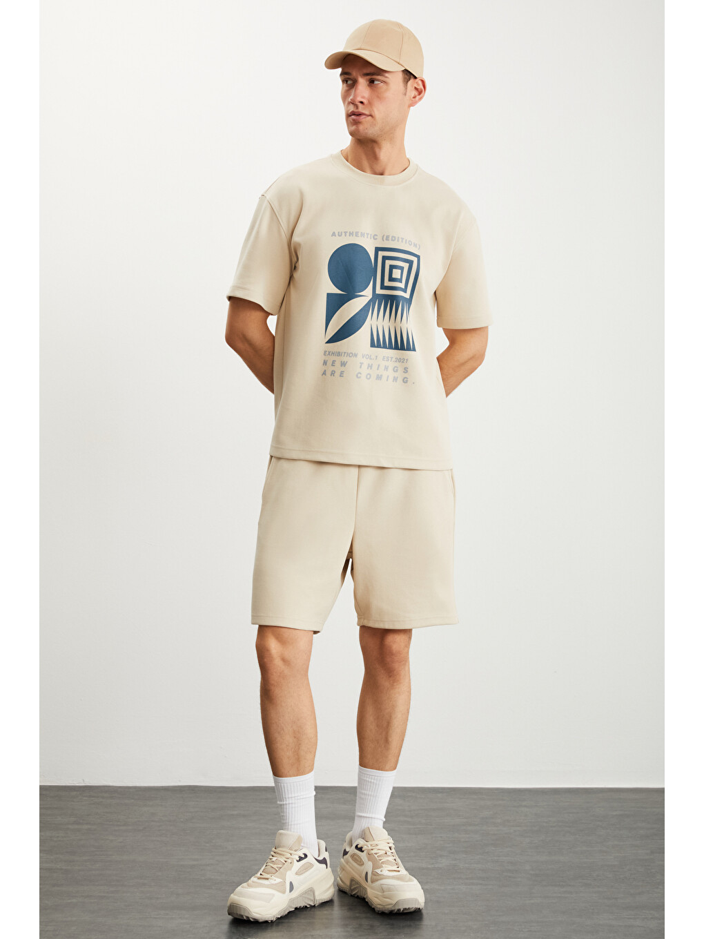 Ramadanp008 Erkek 75% Pamuk 25% Polyester Baskılı Bej T-shirt-2